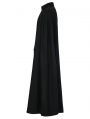 Black Vintage Gothic Gorgeous Faux Wool Lapel Long Slit Cloak for Men