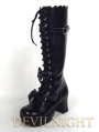 Black/White Sweet Bow Lolita High Heel Boots