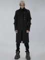 Black Gothic Punk High Collar Rivet Long Coat for Men