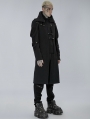 Black Gothic Punk High Collar Rivet Long Coat for Men