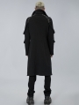 Black Gothic Punk High Collar Rivet Long Coat for Men