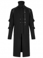 Black Gothic Punk High Collar Rivet Long Coat for Men