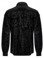 Black Vintage Loose Gothic Print Long Sleeve Velvet Shirt for Men