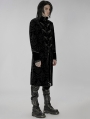 Black Gorgeous Vintage Gothic Printed Velvet Long Tail Coat for Men