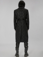 Black Vintage Gothic Decent Medium Length Jacquard Coat for Men