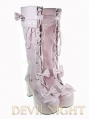 Pink/Black/Red/White Sweet Lolita High Heel Boots With Bows and Buckles
