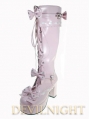 Pink/Black/Red/White Sweet Lolita High Heel Boots With Bows and Buckles