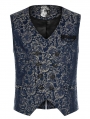 Blue Vintage Gorgeous Double Breasted Jacquard  Gothic Vest for Men
