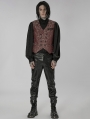 Red Vintage Gorgeous Double Breasted Jacquard Gothic Vest for Men