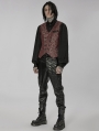 Red Vintage Gorgeous Double Breasted Jacquard Gothic Vest for Men