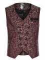 Red Vintage Gorgeous Double Breasted Jacquard Gothic Vest for Men