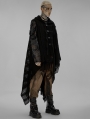 Black Gothic Post Apocalyptic Irregular Gauze Loose Vest for Men