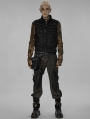 Black Gothic Punk Post Doomsday Distressed Fitted Vest for Men