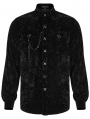 Black Gothic Punk Daily Velvet Shirt with Detachable Chain for Men