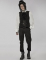Black Vintage Gothic Patchwork Jacquard Short Vest for Men