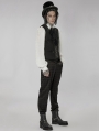 Black Vintage Gothic Patchwork Jacquard Short Vest for Men