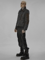 Gray and Coffee Gothic Punk Rivets Post Apocalyptic Style Short Jacket for Men