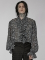 Gray Vintage Gothic Embossed Pattern Long Sleeve Shirt for Men