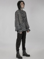 Gray Vintage Gothic Embossed Pattern Long Sleeve Shirt for Men