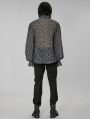 Gray Vintage Gothic Embossed Pattern Long Sleeve Shirt for Men