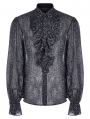 Gray Vintage Gothic Embossed Pattern Long Sleeve Shirt for Men