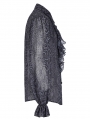 Gray Vintage Gothic Embossed Pattern Long Sleeve Shirt for Men