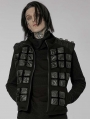 Black Gothic Punk Post Apocalyptic Geometric Pattern Vest for Men