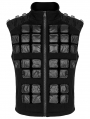 Black Gothic Punk Post Apocalyptic Geometric Pattern Vest for Men