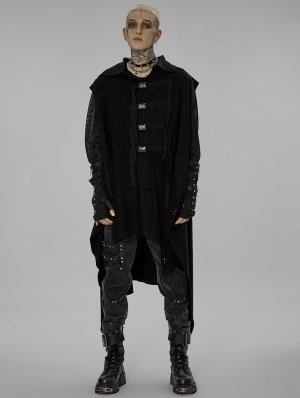 Dark Gothic Irregular Gauze Loose Long Sweatshirt Vest for Men