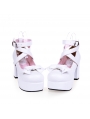 White/Black/Pink/Red High Heel Belt Bow Sweet Lolita Shoes