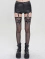 Black Gothic Punk Garter Belt PU Leather Hot Pants for Women