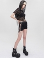 Black Gothic Punk Side Lace-Up Hot Short Pants for Women