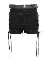 Black Gothic Punk Side Lace-Up Hot Short Pants for Women