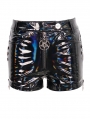 Black Gothic Punk Zip Faux Leather Hot Pants for Women