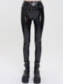 Black Gothic Punk Long Slim PU Leather Pants for Women