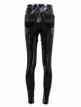 Black Gothic Punk Long Slim PU Leather Pants for Women