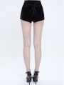 Black Gothic Vintage Lace Appliqued Velvet Shorts for Women
