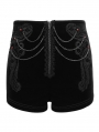 Black Gothic Vintage Lace Appliqued Velvet Shorts for Women