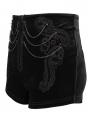 Black Gothic Vintage Lace Appliqued Velvet Shorts for Women