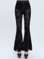 Black Sexy Gothic Retro Pattern Long Flared Pants for Women