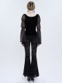 Black Sexy Gothic Retro Pattern Long Flared Pants for Women