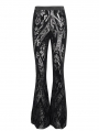 Black Sexy Gothic Retro Pattern Long Flared Pants for Women