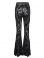 Black Sexy Gothic Retro Pattern Long Flared Pants for Women