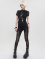 Black Sexy Gothic Patterned Semi-Transparent Skinny Leggings for Women