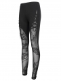 Black Sexy Gothic Patterned Semi-Transparent Skinny Leggings for Women