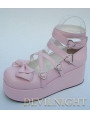 Pink/White/Black/Red Princess Sweet Lolita Platform Belt Bow Shoes