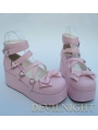Pink/White/Black/Red Princess Sweet Lolita Platform Belt Bow Shoes
