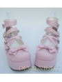 Pink/White/Black/Red Princess Sweet Lolita Platform Belt Bow Shoes