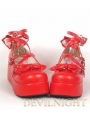 Pink/White/Black/Red Princess Sweet Lolita Platform Belt Bow Shoes