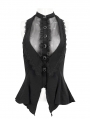 Black Gothic Sexy Button Front Sleeveless Halter Shirt for Women